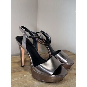 HALSTON HERITAGE LEATHER PLATFORM SANDALS